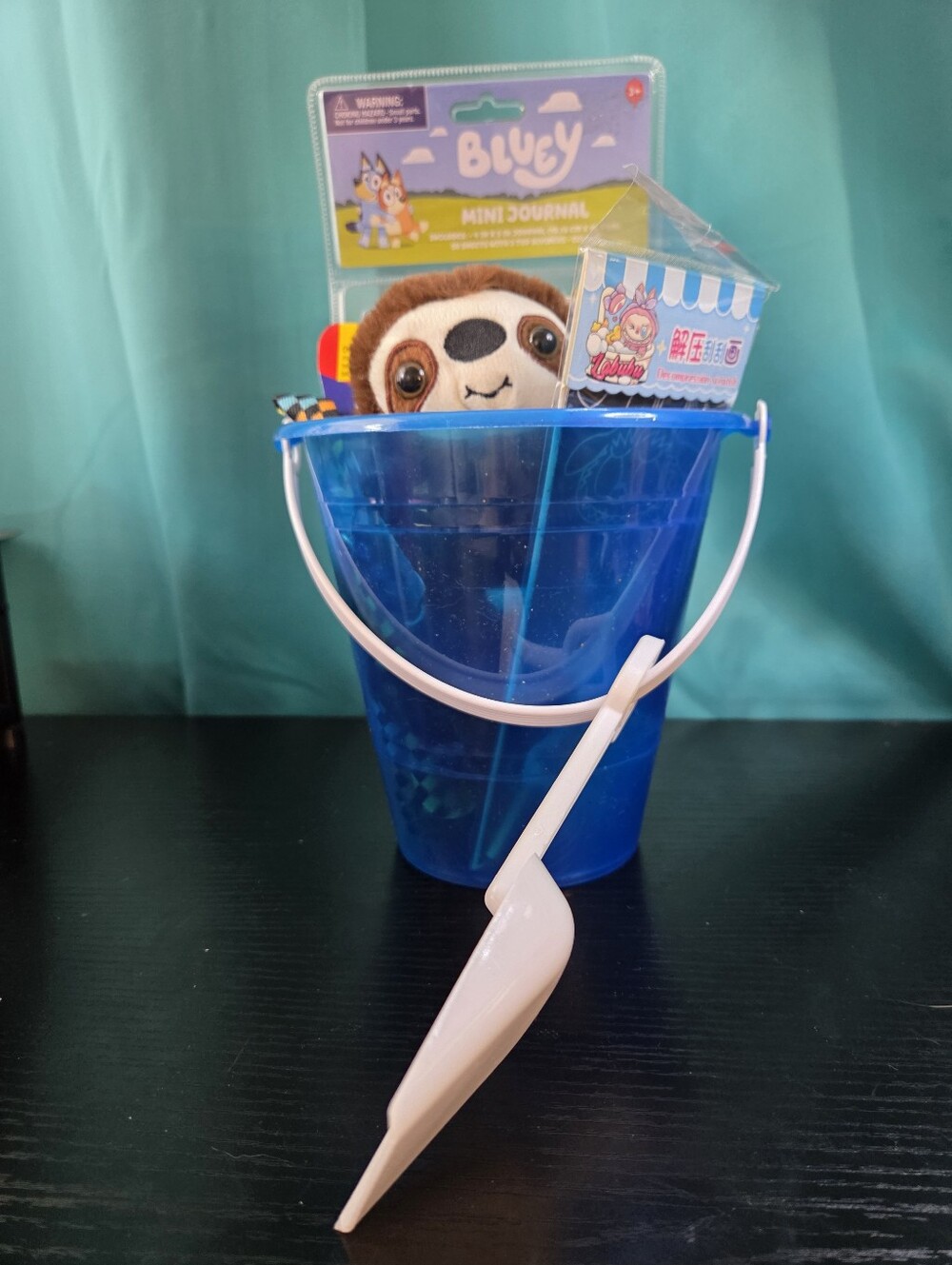 Feel Good Gifts-Blue Beach Bucket Kids Toy Set with White Shovel